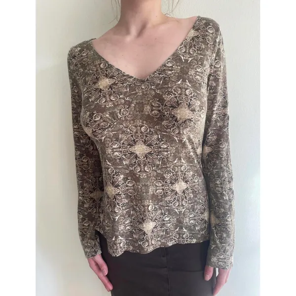 Axcess Brown Paisley Vintage Long Sleeve Top - Image 7