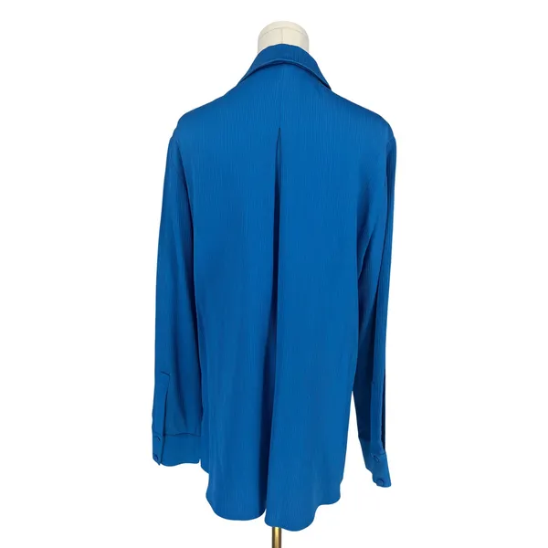 Kobi Halperin Bella Ocean Blue Satin Oversized Button Down Shirt Size M - Image 13