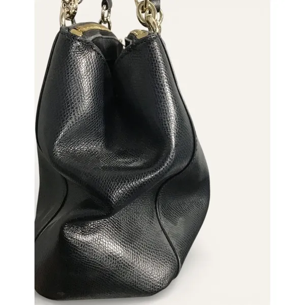 Coach Large Christie Carryall Black Crossgrain Leather Satchel Shoulder Bag Gold - Image 3