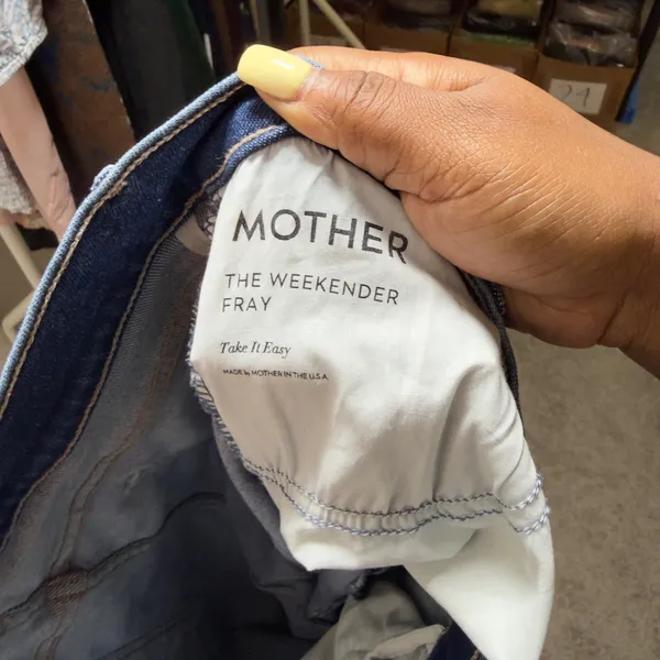 NEW Mother Anthropologie Women Jeans 34 Blue High Rise Flare Raw Take it Easy - Image 11