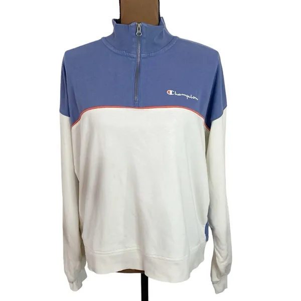 Champion Campus Colorblocked Half Zip Sweatshirt size L - Image 2