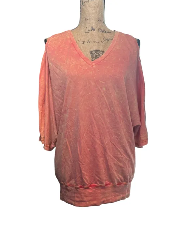 Black Hearts Brigade Cold Shoulder Washed Peach Tee - Image 4