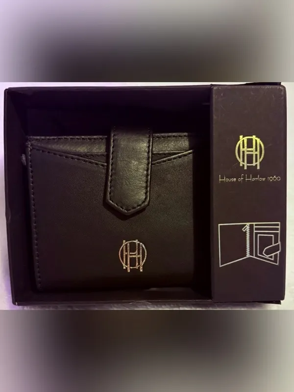 House of Harlow 1960 NWT Women's Black Bifold Wallet Card Case ID Window Boxed - Image 2