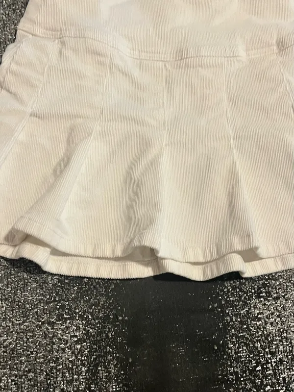 Womens small Aeropostale Pleated High-Waisted Corduroy Mini Skirt-cream - Image 5