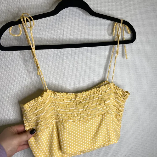 Zara | Yellow Polka Dot Tank Large NWT Spaghetti Strap Butter‎ Yellow - Image 2