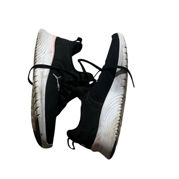 PUMA Womens Sneakers Black Lace Up Running Training Walking Pink Accent - Image 6