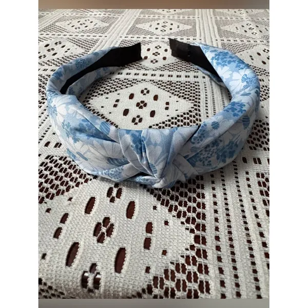 3PC Light Blue Knotted Headband Set - Daisies, Ribbed & Floral - Image 5
