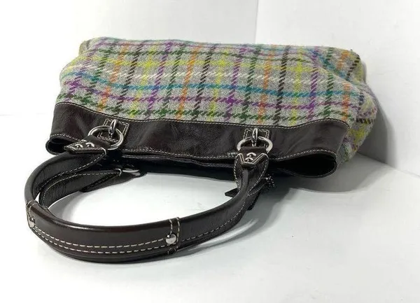 Coach Penelope Tattersall Colorful Plaid Wool Shoulder Bag Purse - Image 7