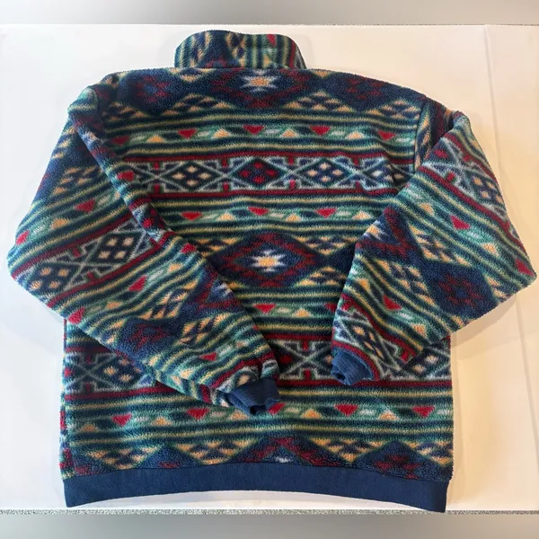 LANDS’ END Women’s Long Sleeve Collared Fleece‎ Made in the USA Sz Medium 10/12 - Image 4