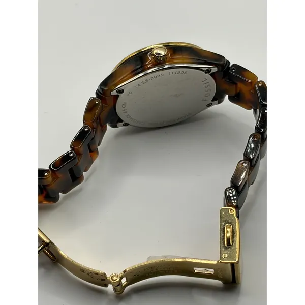 Fossil ES-2922 Women Tortoise Shell Brown Dial Watch Gold‎ Tone Stainless Steel - Image 9