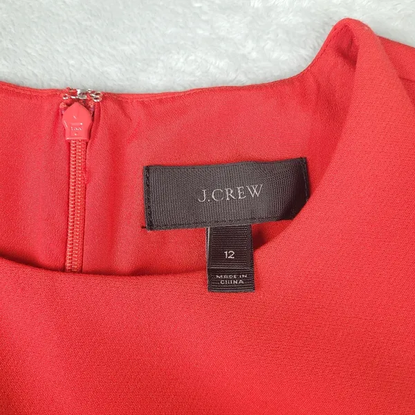 J. Crew Red Scalloped Grommet Sleeveless Above Knee Shift Dress Size 12 - Image 10
