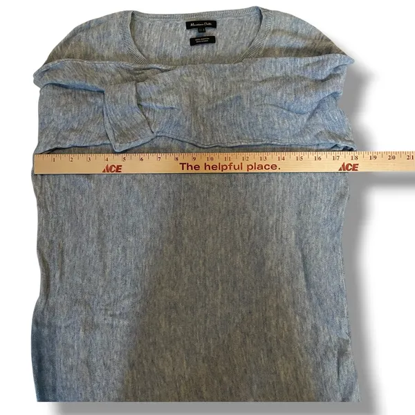 Massimo Dutti Blue Cotton Knit Sweater Women’s M Lightweight‎ Crewneck - Image 3