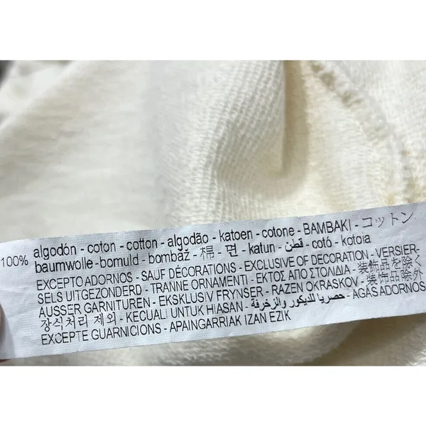 Zara Cropped Hoodie White Sweatshirt Shrug Medium Cotton Festival Minimalist - Image 11