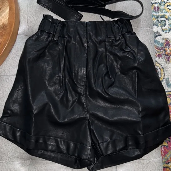 FRNCH NWT Faux Leather Belted Shorts - Image 3
