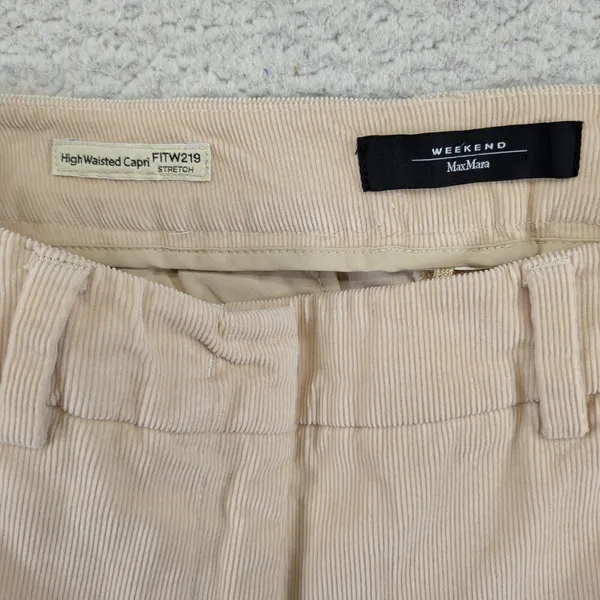 Weekend Max Mara High Waisted Capri Corduroy Pants Beige Tan Size 26 FITW219 - Image 7