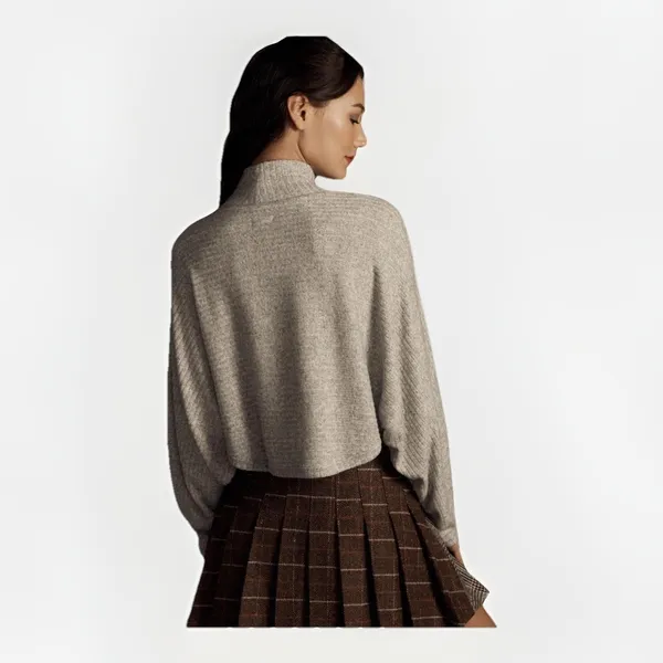 Pilcro Anthropologie‎ Mock Neck Cropped Ribbed Sweater Heather Gray XXS Batwing - Image 3