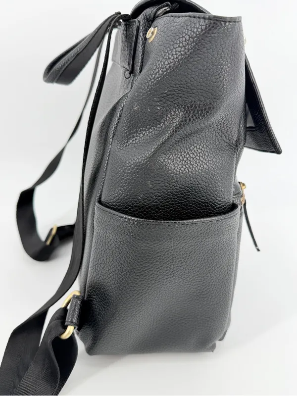 Freshly Picked Classic Diaper Backpack bag Black vegan pebbled leather large - Image 2