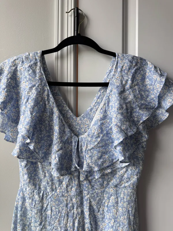 Altar'd State Light Blue Ruffled Mini Dress with Floral Print - Image 3