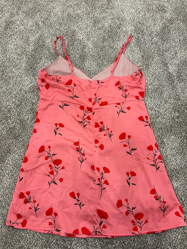 Lulu's Coral Pink Floral Satin Slip Dress - Image 8
