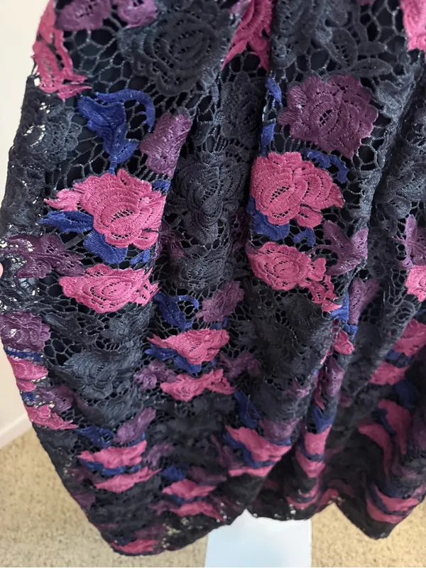 Hutch Lace Plunge Gown Black Floral Midi Dress Size 10 - Image 7