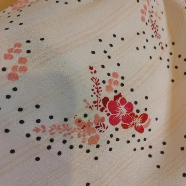 LOFT Size Medium M Sheer Floral Polka Dot Light Pink Blouse Flowy kawaii Cute - Image 5