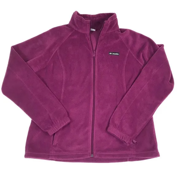 COLUMBIA Pile Fleece Jacket Women XL Purple Full Zip Gorpcore Outdoor Travel Y2K - Image 6