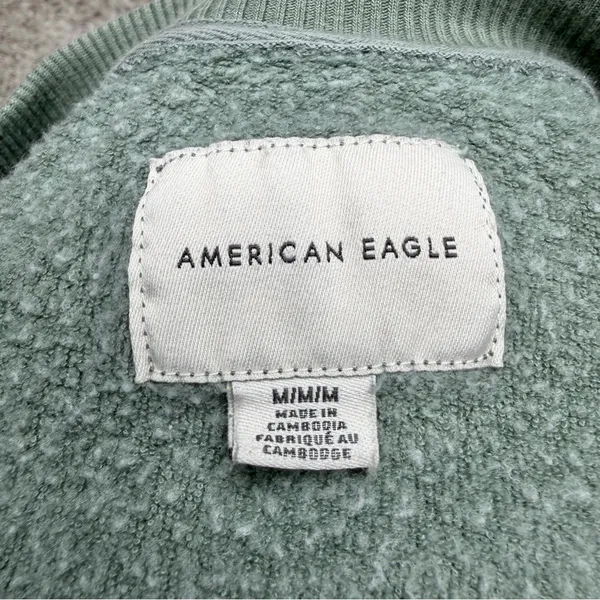 American Eagle Oversized Cropped Wyoming Pullover Sweatshirt Green Medium M - Image 5