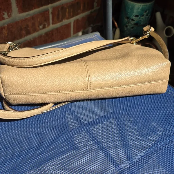 Coach Charley Embossed Horse and Carriage Pebbled Leather Crossbody TAN - Image 5
