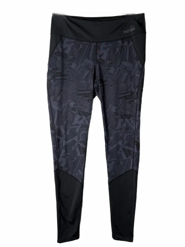 MARMOT Performance Hiking Black Camo Patterned & Black Athletic Legging Medium - Image 2