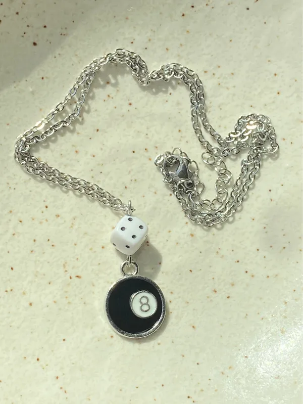 Handmade 8 ball & dice grunge funky unisex necklace🎲8️⃣🖤 - Image 5
