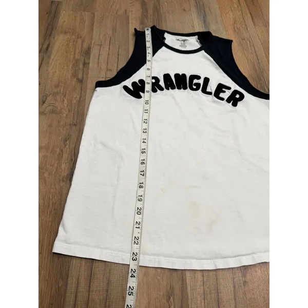 Wrangler Women's Small Sleeveless Raglan Logo Tank Top Black White Western - Image 7