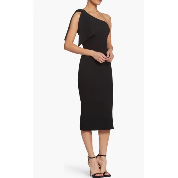 Dress the Population‎ Tiffany One-Shoulder Midi Dress Small Black NWT - Image 2