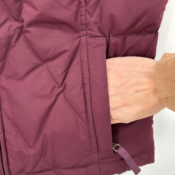 Eddie Bauer Womens Goose Down Puffer Vest Maroon‎ Burgundy Diamond Quilted Small - Image 3