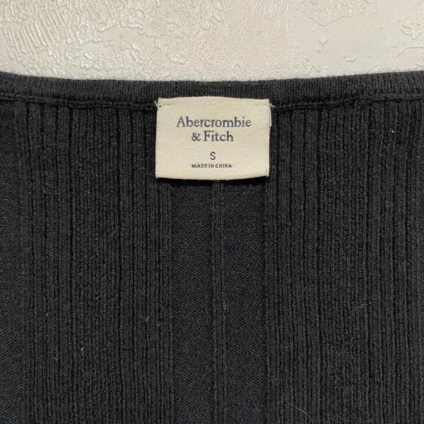 Abercrombie & Fitch Black Ribbed Bodysuit V Neck Fitted Top S - Image 4