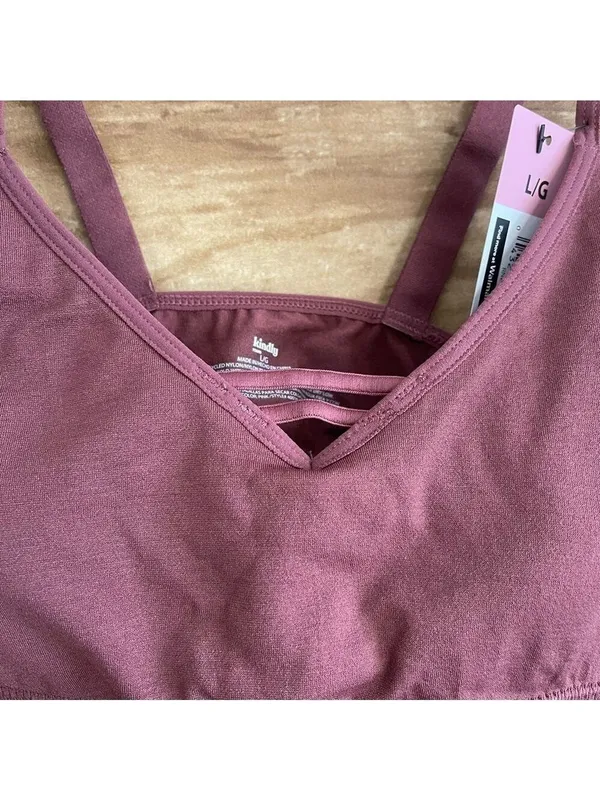 Kindly Yours caged v-neck seamless mauve seamless bralette size large - Image 7