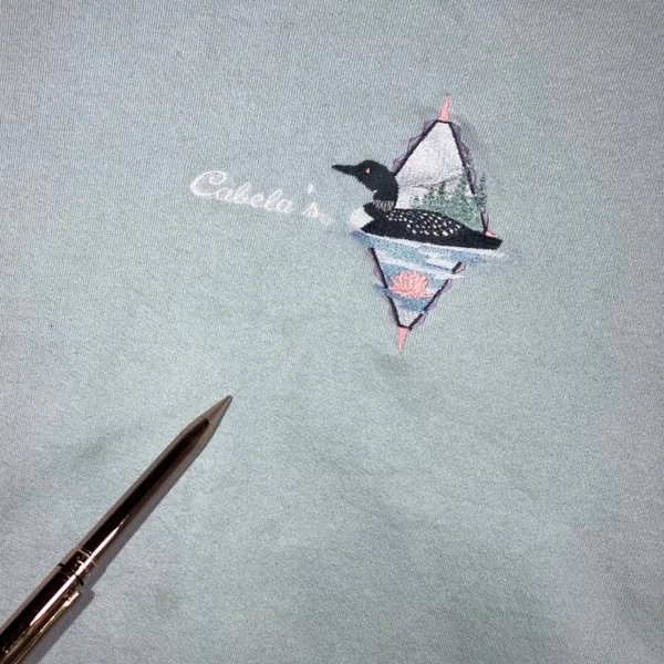 90s Artisans Cabelas Loon Embroidered Sweatshirt XL Grandmacore Mint Green USA - Image 14
