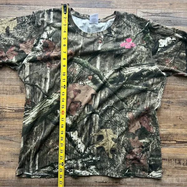 Mossy Oak Women's Pink Logo Camouflage Long Sleeve Shirt Hunting Outdoors Sz 2XL - Image 4