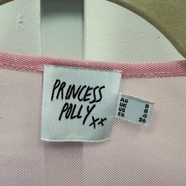 Princess Polly Tasia Top Y2K Pink‎ Sheer Mesh Lace Underwire Crop Top US 4 - Image 6