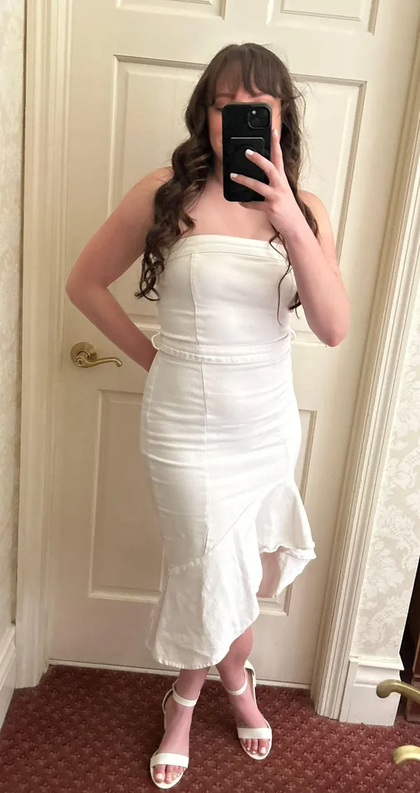Vici White Strapless Midi Dress - Image 2