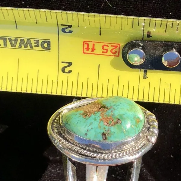 Vintage Southwest Navajo Sterling Silver Turquoise Cuff Bracelet - Image 8