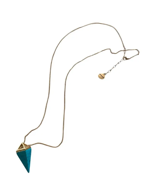 Crystal Wolf Triangle Turquoise And Gold Plated Necklace O/S NWT Bohemian Hippie - Image 4