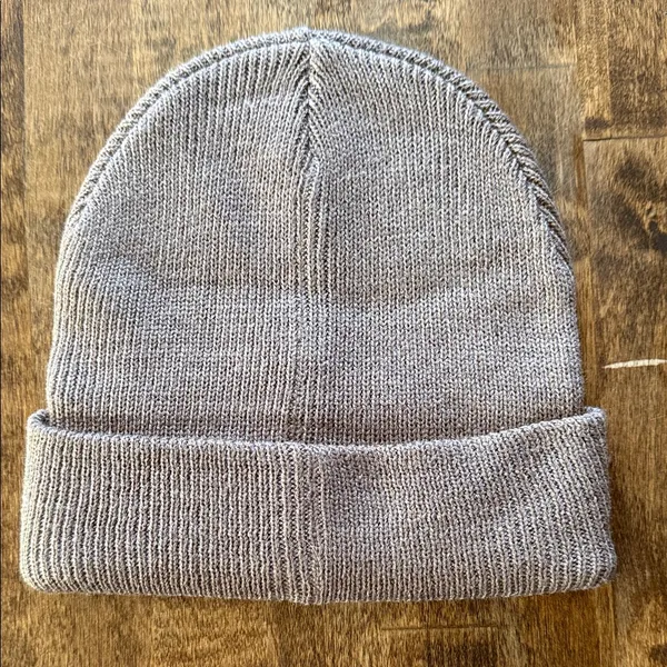 VS PINK Taupe Knit Beanie Sparke Embellished Logo - Image 2