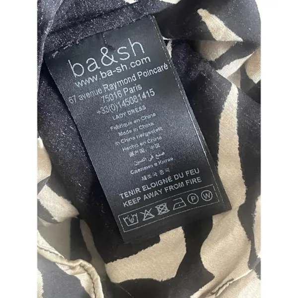 Ba&sh Black Tan Palm Leaf Twist Front V-Neck Mini Dress - Image 11