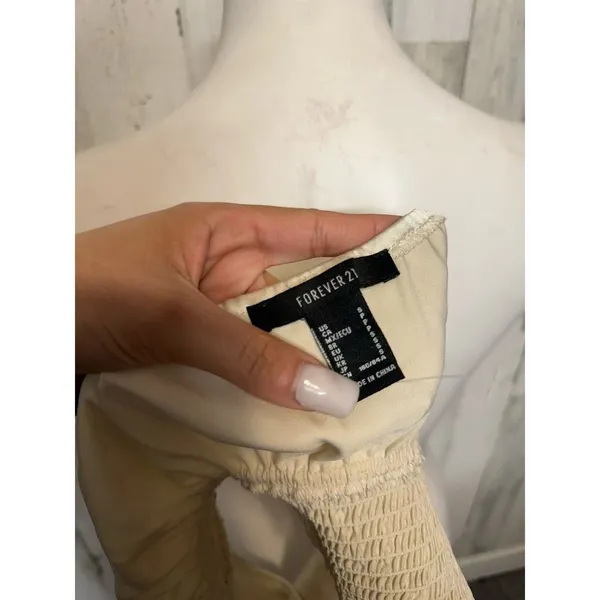 Forever 21 Satin Bustier Crop Top Womens S Champagne Gold Tie Front Cami - Image 4