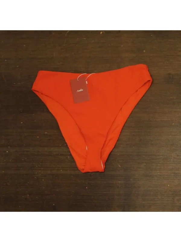 NWT Andie Ribbed 90s High Waist Bikini Bottom AB488 Vermillion Orange M - Image 4