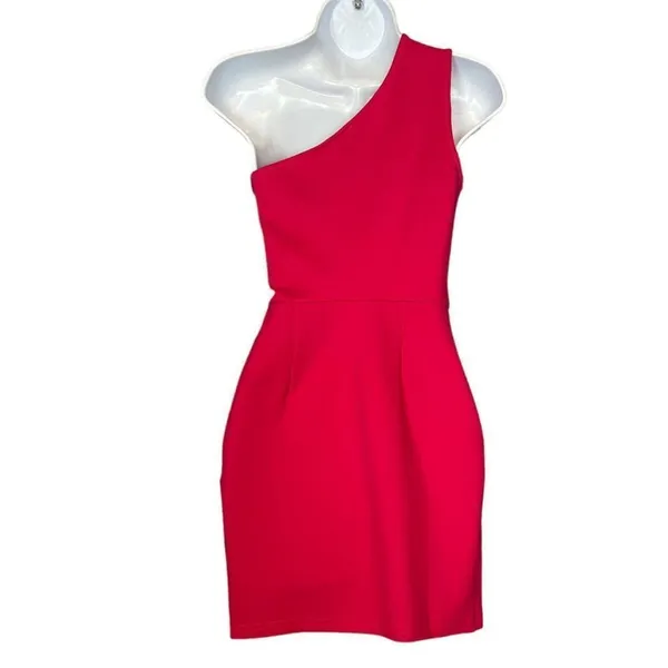 Superdown Barbie Pink Nava One Shoulder Mini Dress SMALL Asymmetrical‎ Revolve - Image 9