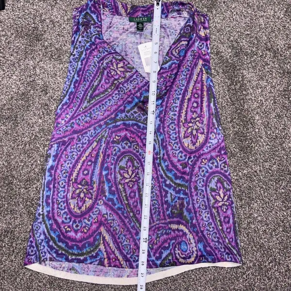 Ralph Lauren Women's Purple Multicolored Tank Large NWT - Image 5