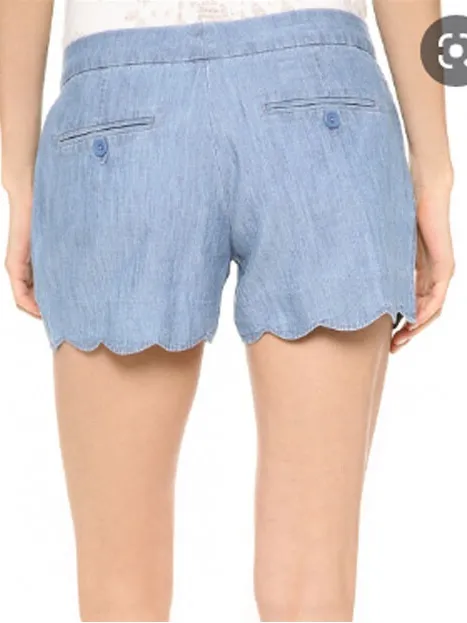 CLUB MONACO Scalloped Hem Chambray Amber Shorts Size‎ 0 - Image 2