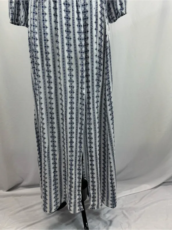 Altar'd State White and Navy Smocked Off-Shoulder Maxi Dress L Boho Cottagecore - Image 4