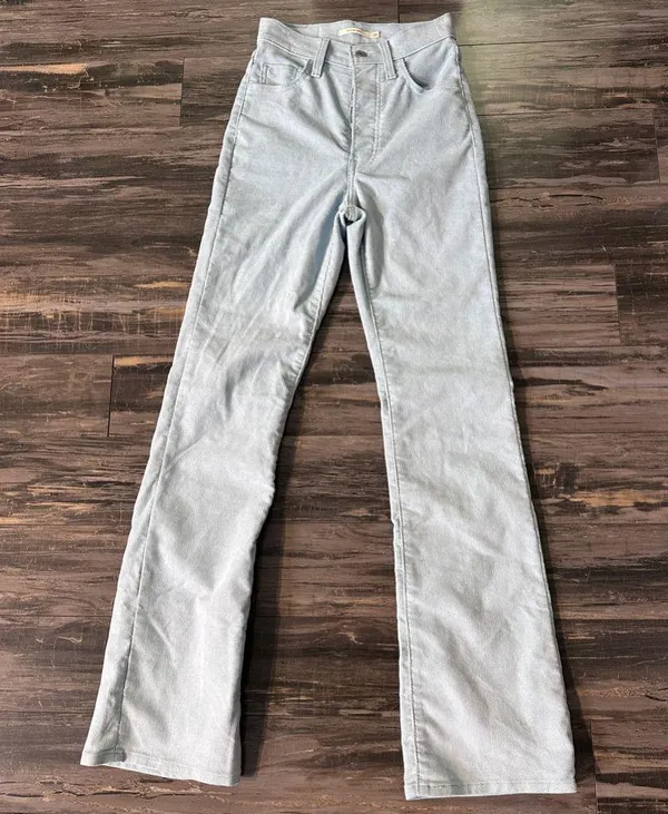 Levis Ribcage Bootcut Corduroy Pants Women 26 x 33‎ Blue Slim High Rise - Image 4